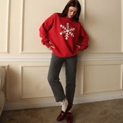 Snowflake Rhinestone - Jump Jumper - Vintage Red