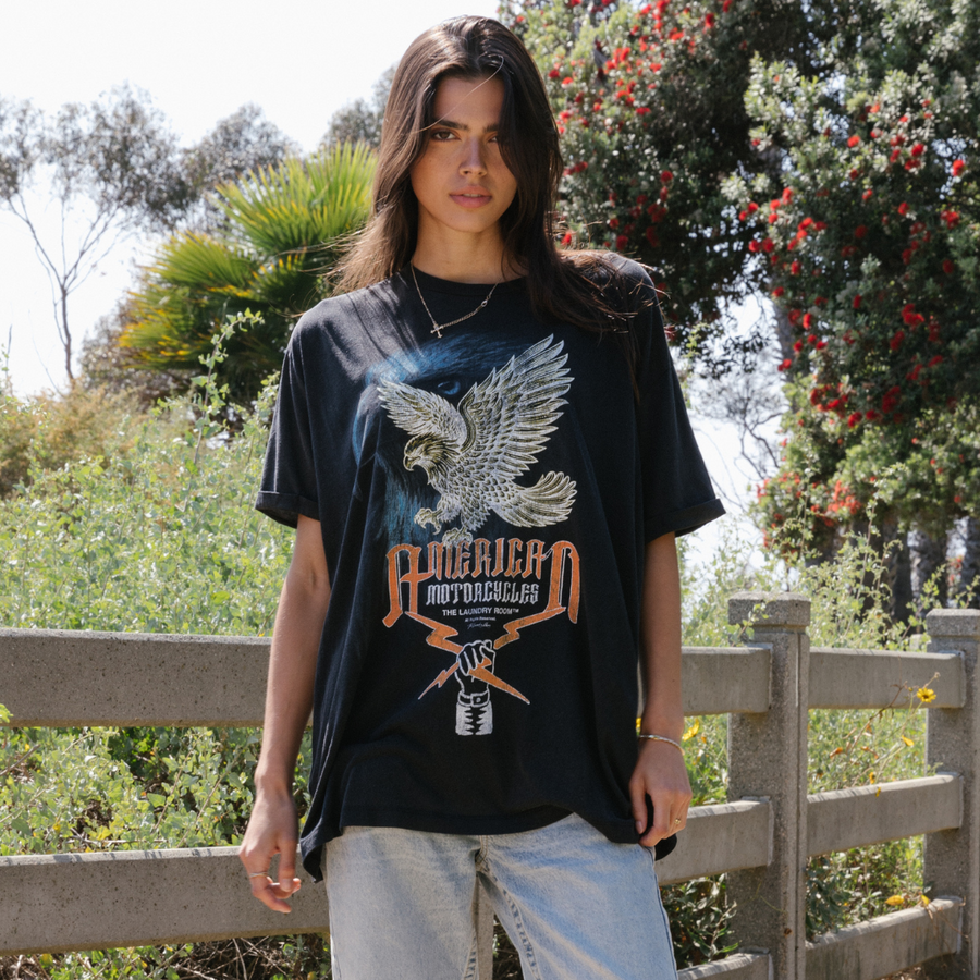 American Motorcycles - Oversized Tee - Black Snow - The Laundry Room
