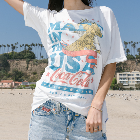 Coca Cola USA Banner - Oversized Tee - White - The Laundry Room