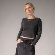 Essentials - Long Sleeve Ribbed Tee - Black Snow - The Laundry Room