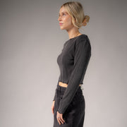 Essentials - Long Sleeve Ribbed Tee - Black Snow - The Laundry Room