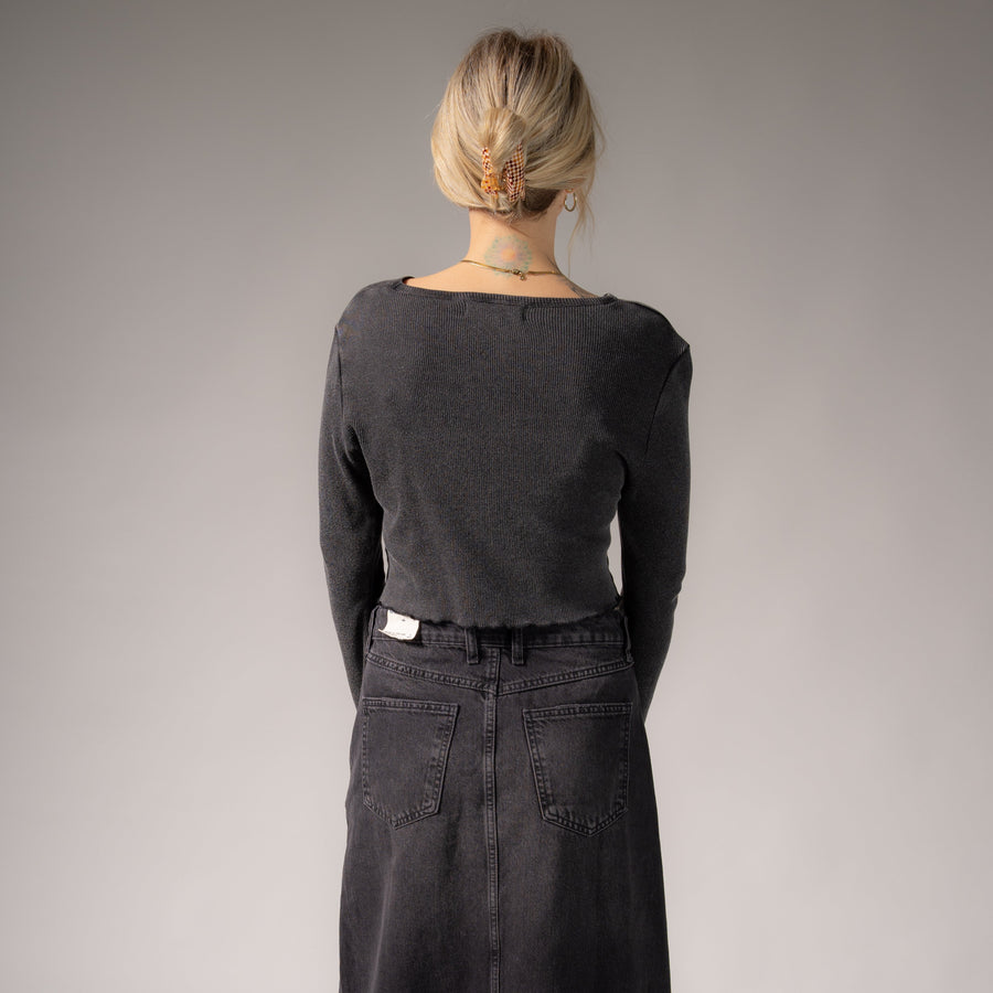 Essentials - Long Sleeve Ribbed Tee - Black Snow - The Laundry Room