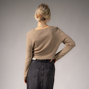 Essentials - Long Sleeve Ribbed Tee - Camel Gold - The Laundry Room