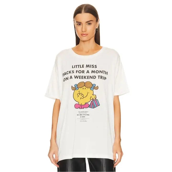 Little Miss Weekend Trip - Oversized Tee - White
