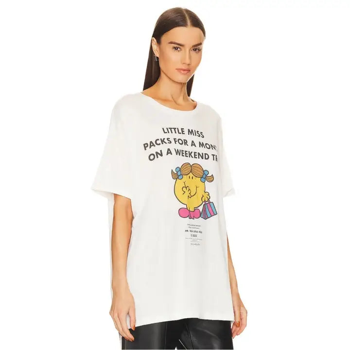 Little Miss Weekend Trip - Oversized Tee - White