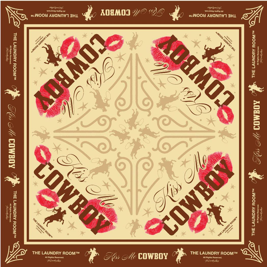 Kiss Me Cowboy - Silky Bandana - Brown - The Laundry Room