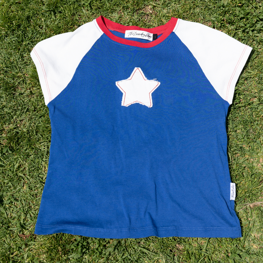 Stardom - Baby Tee - Vintage Blue & White - The Laundry Room