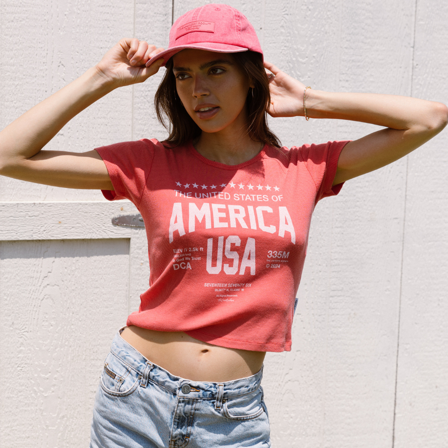 Welcome To America - Baby Tee - Vintage Red - The Laundry Room