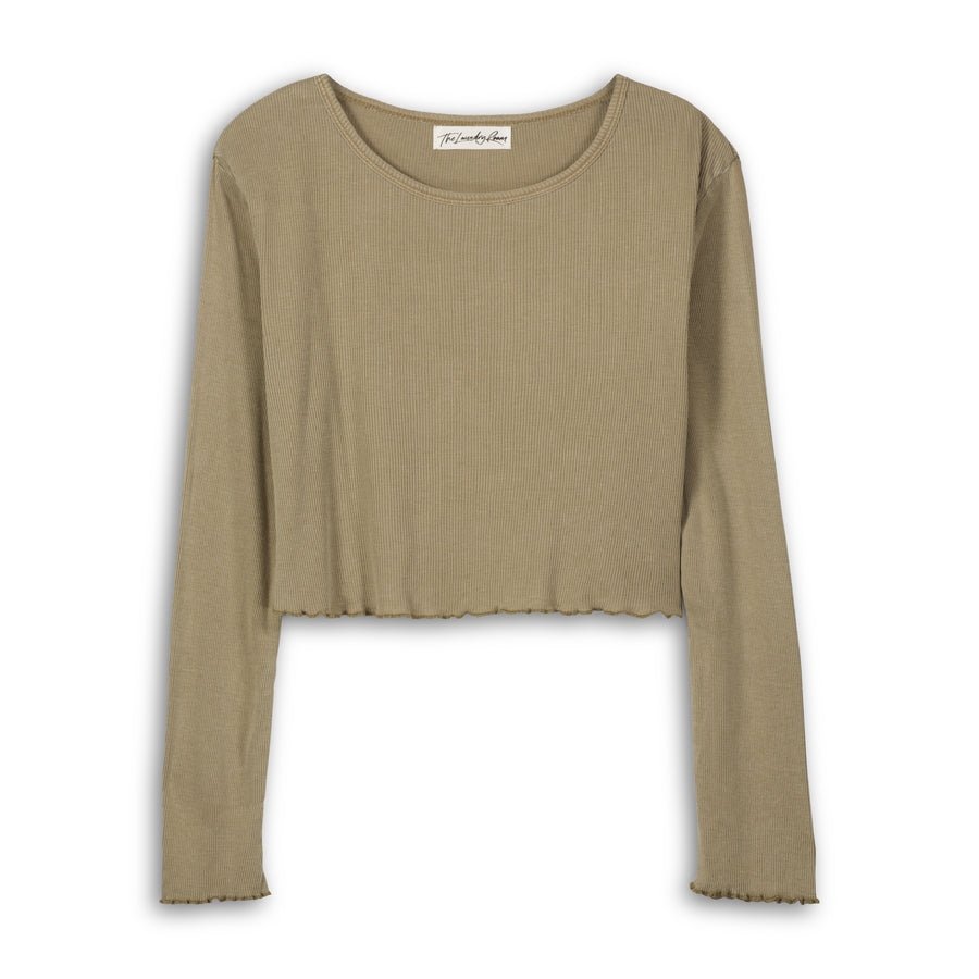 Essentials - Long Sleeve Ribbed Tee - Camel Gold Camel Gold / XS