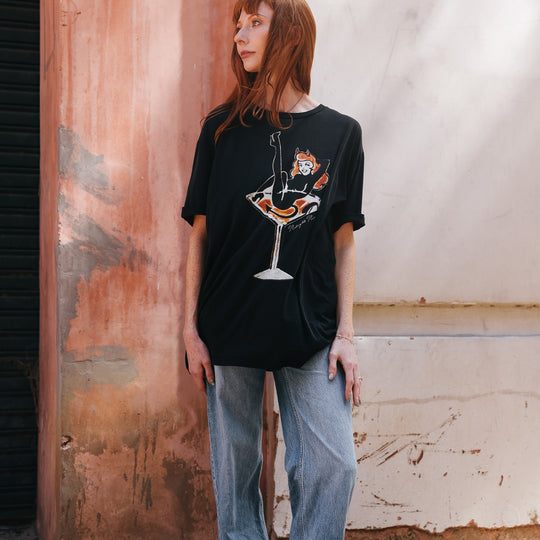 Devil's Midnight Margaritas - Oversized Tee - Black Snow