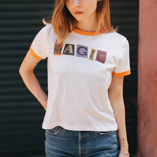 Magic - Perfect Ringer Tee - White & Orange