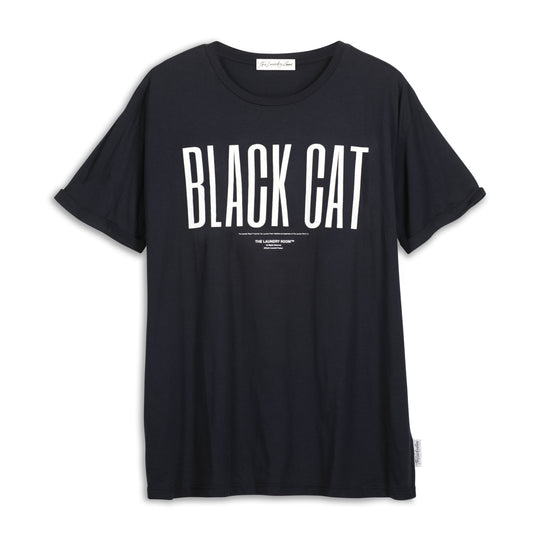 Black Cat - Oversized Tee - Black - The Laundry Room