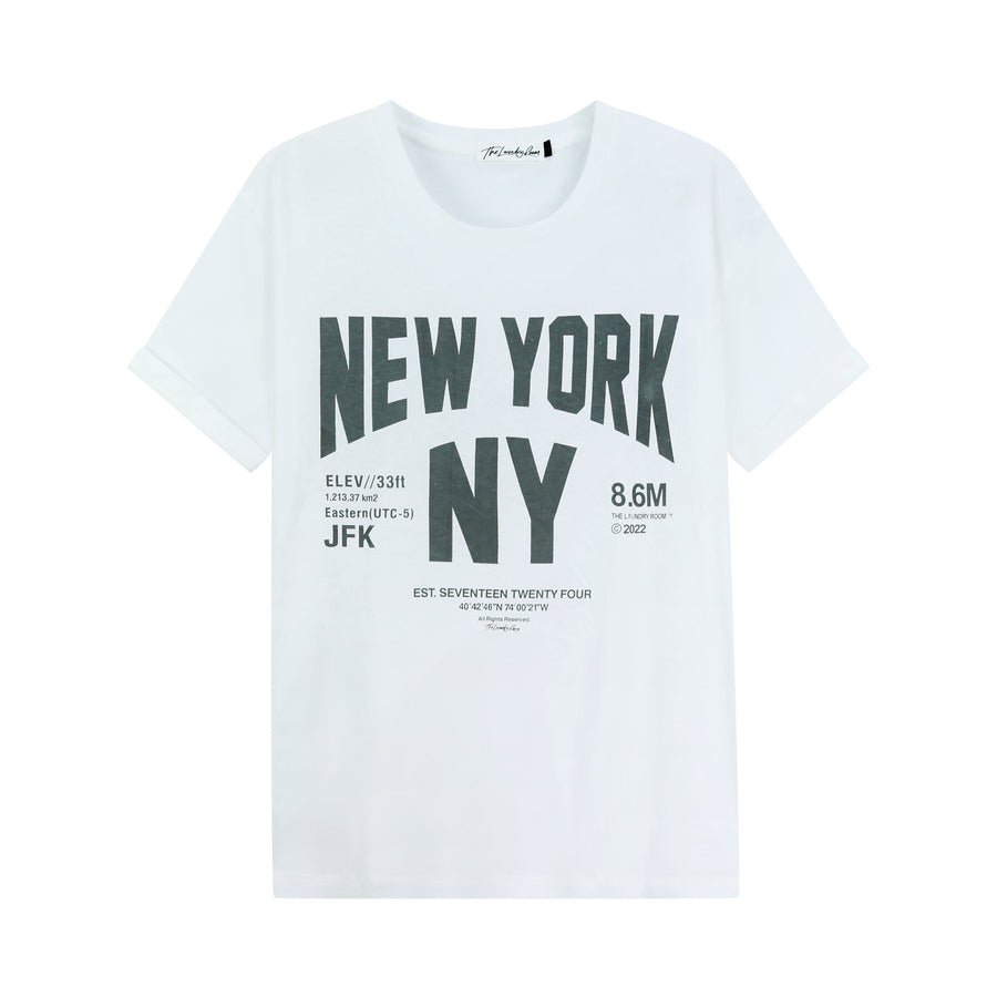 Welcome To New York - Oversized Tee - White