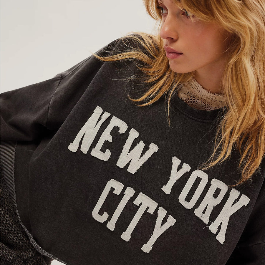 New York City Patchwork - Crop Jumper - Black Snow - The Laundry Room