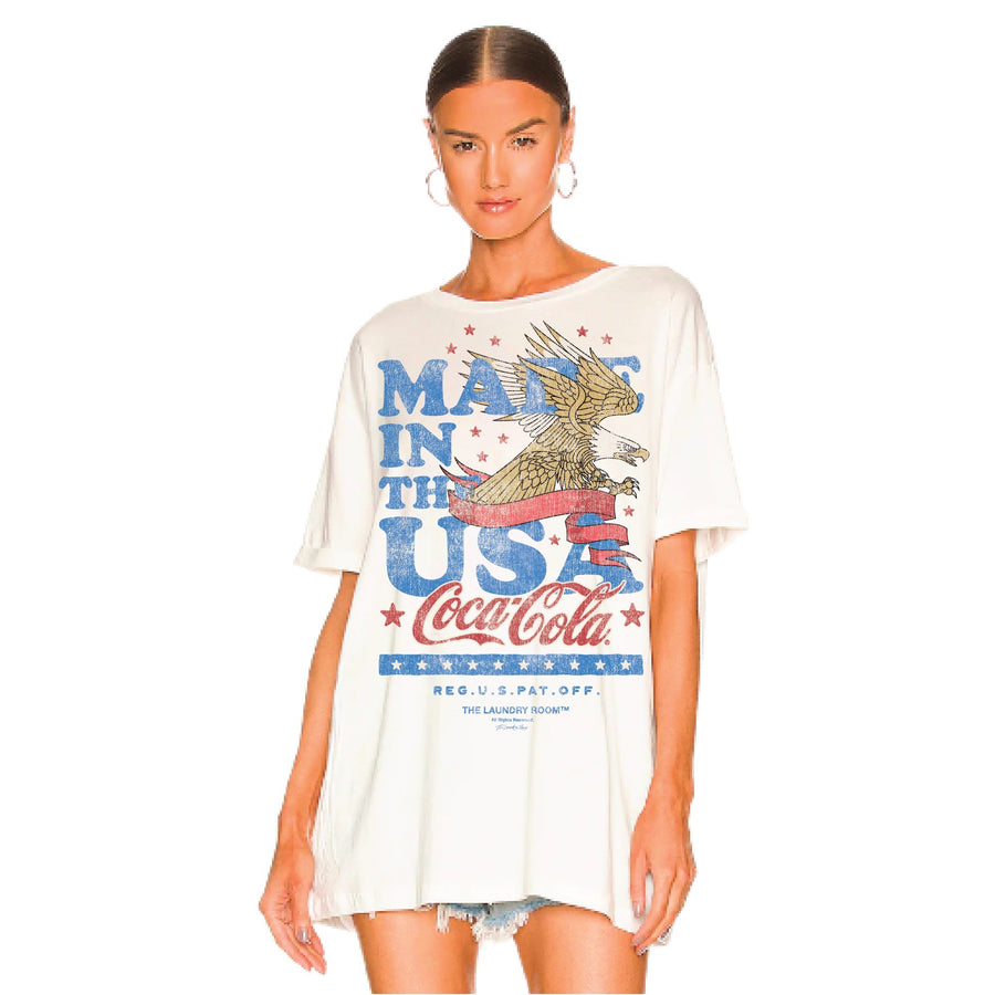 Coca Cola USA Banner - Oversized Tee - White - The Laundry Room