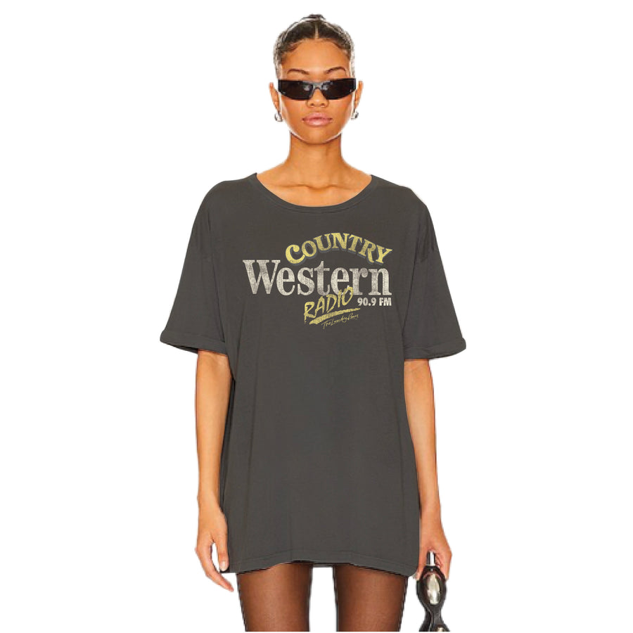 Country Western Radio - Oversized Tee - Black Snow - The Laundry Room