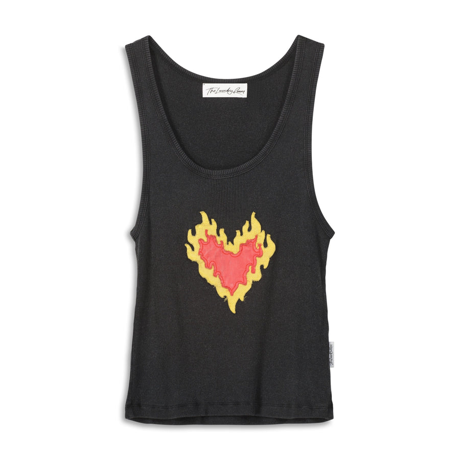 Burn Heart Stitch - Rib Tank - Black Snow - The Laundry Room