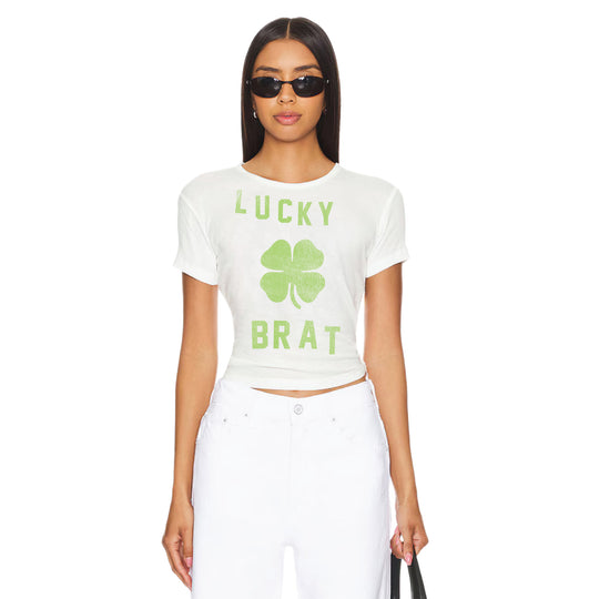 Lucky Brat Green - Baby Tee - White - The Laundry Room