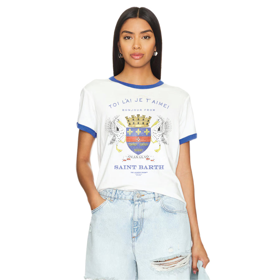 Saint Barth Crest - Perfect Ringer Tee - White & Blue - The Laundry Room