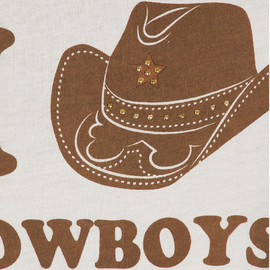 I Heart Cowboys - Perfect Ringer Tee - Bone & Brown - The Laundry Room