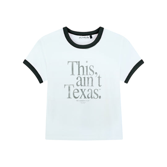 This Ain'T Texas Official Tm - Perfect Ringer Tee - White & Black Snow - The Laundry Room