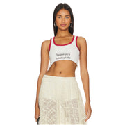 Country Girls - Super Crop Rib Tank - White & Red - The Laundry Room