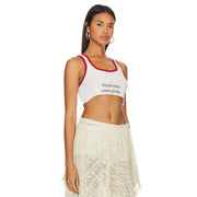 Country Girls - Super Crop Rib Tank - White & Red - The Laundry Room