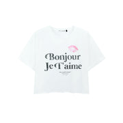 Hello I Love You - Crop Oversized Tee - White - The Laundry Room