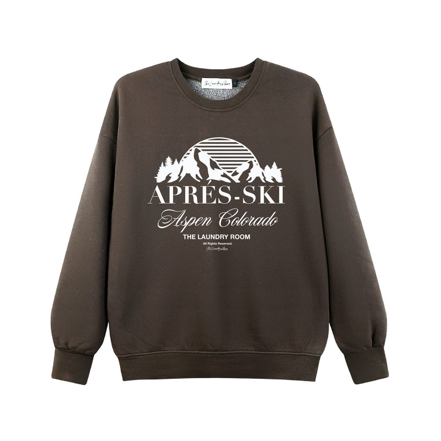 Apres-Ski Aspen Colorado - Classic Crewneck Sweater - Chocolate - The Laundry Room