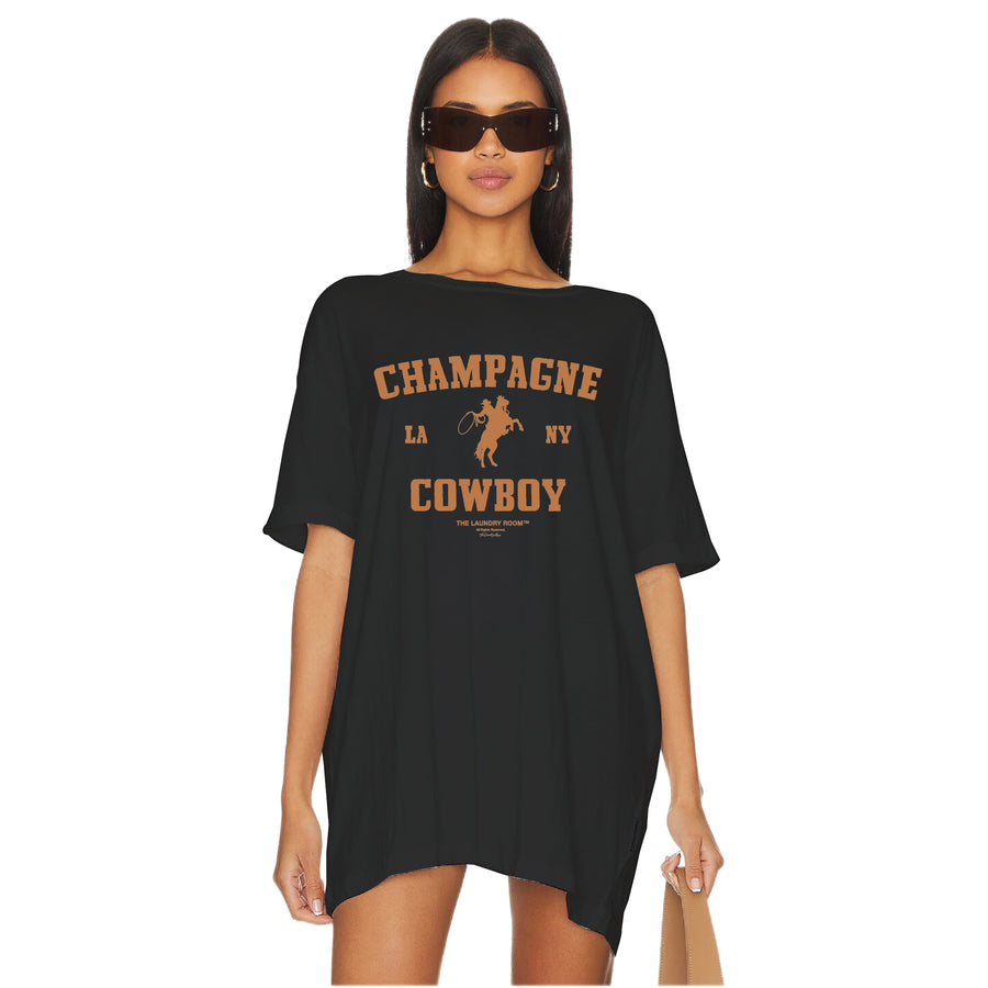 Champagne Cowboy  - Oversized Tee - Black - The Laundry Room