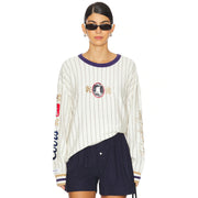 Coors River Crest - Cashmere Sweater - White & Tan Stripe - The Laundry Room