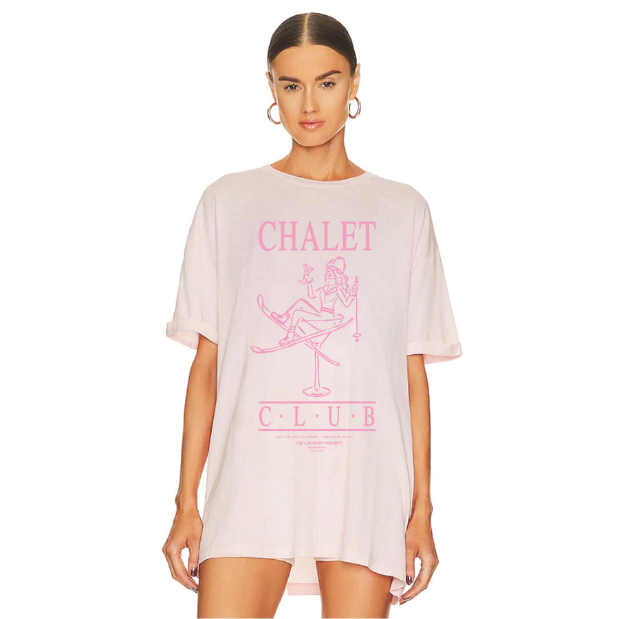 Chalet Club Apres Martini - Oversized Tee - Blush Pink
