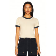 Essentials - Perfect Ringer Tee - Bone & Navy Snow - The Laundry Room