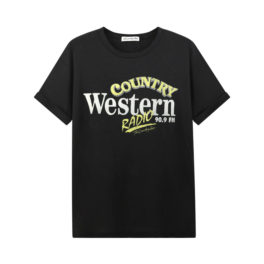 Country Western Radio - Oversized Tee - Black Snow - The Laundry Room