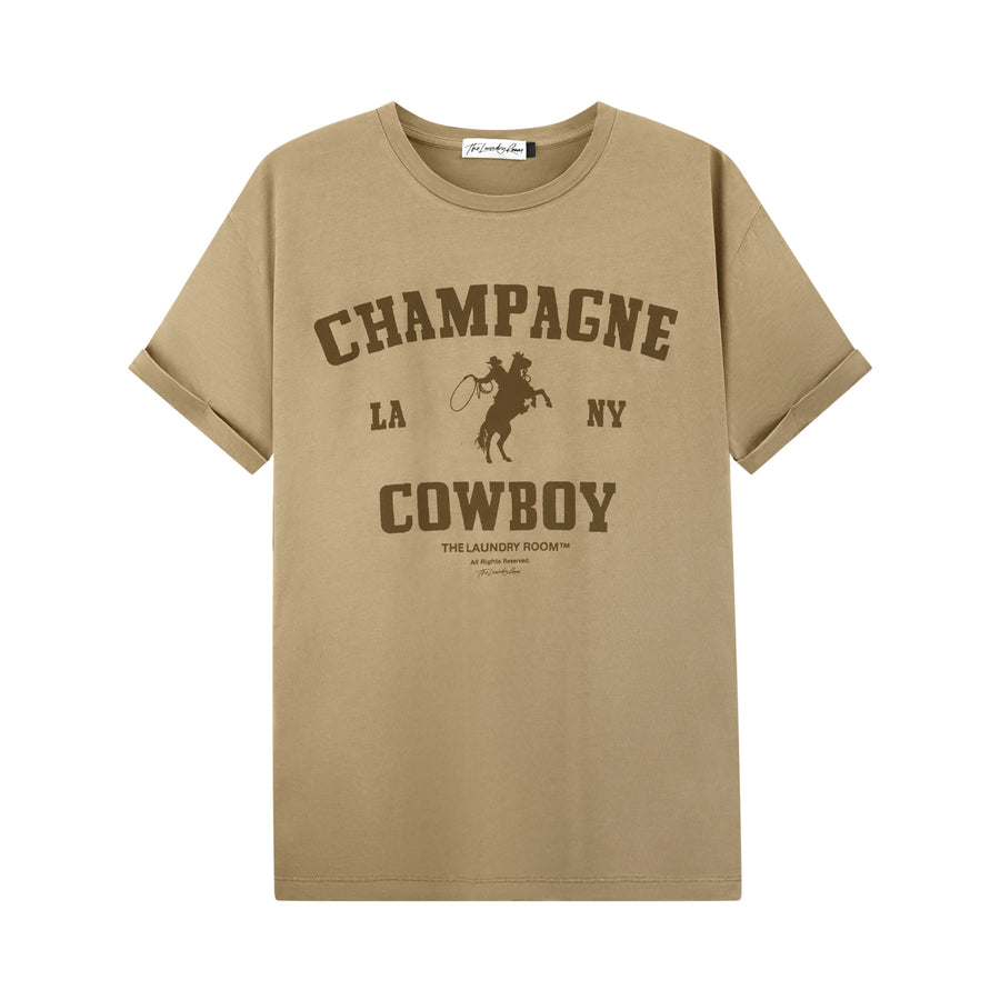 Champagne Cowboy - Oversized Tee - Camel Gold - The Laundry Room