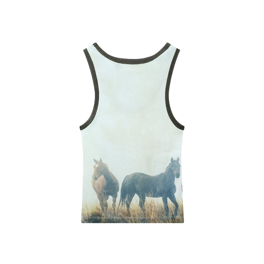 Ranch Life - Rib Tank - White & Brown - The Laundry Room