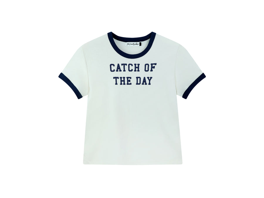 Catch Of The Day - Perfect Ringer Tee - Bone & Navy Snow - The Laundry Room
