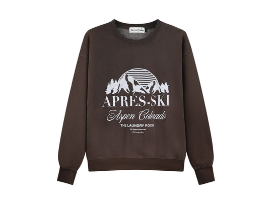 Apres-Ski Aspen Colorado - Classic Crewneck Sweater - Chocolate - The Laundry Room