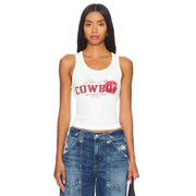 Kiss Me Cowboy - Rib Tank - White - The Laundry Room