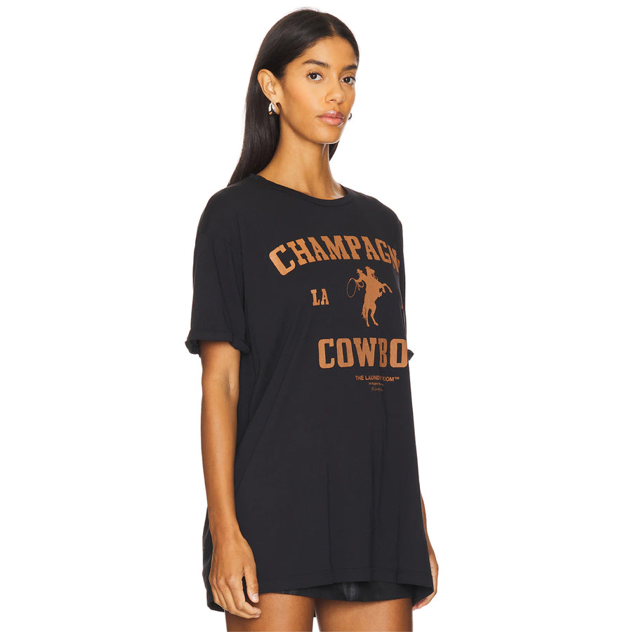 Champagne Cowboy  - Oversized Tee - Black - The Laundry Room