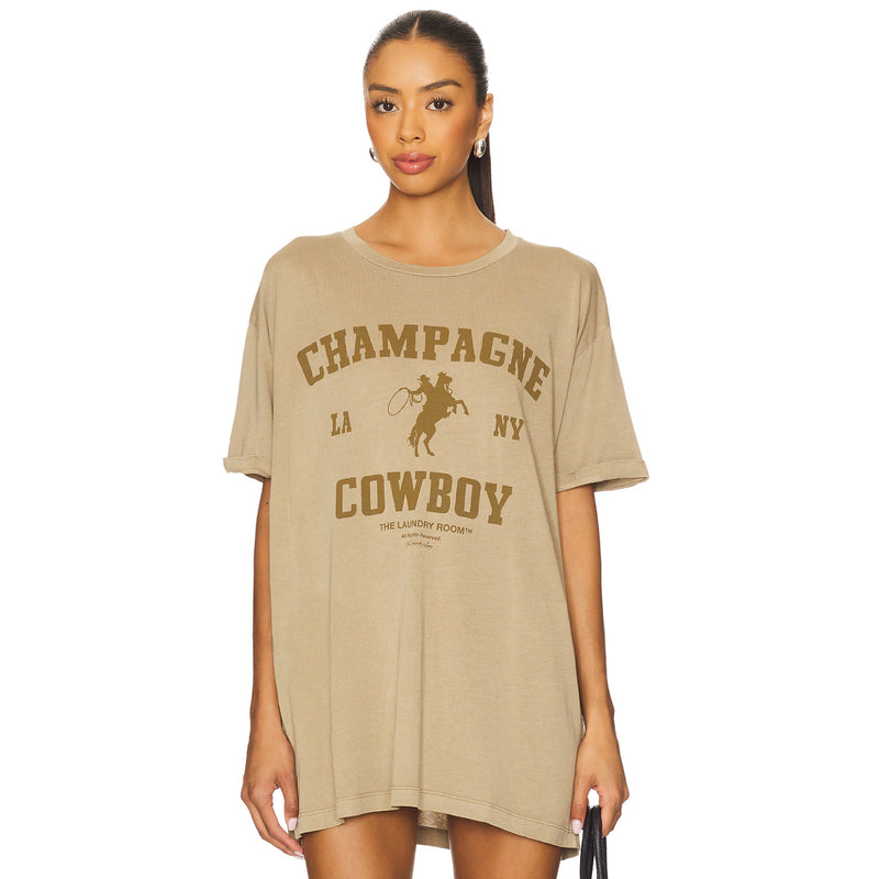 Champagne Cowboy - Oversized Tee - Camel Gold - The Laundry Room