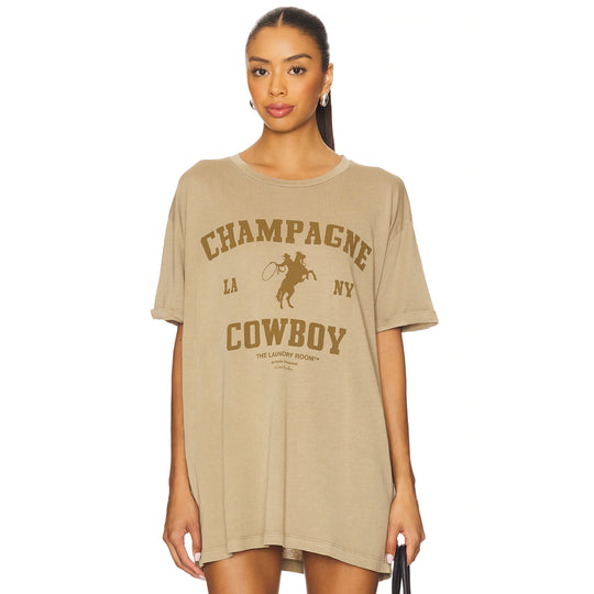 Champagne Cowboy - Oversized Tee - Camel Gold - The Laundry Room