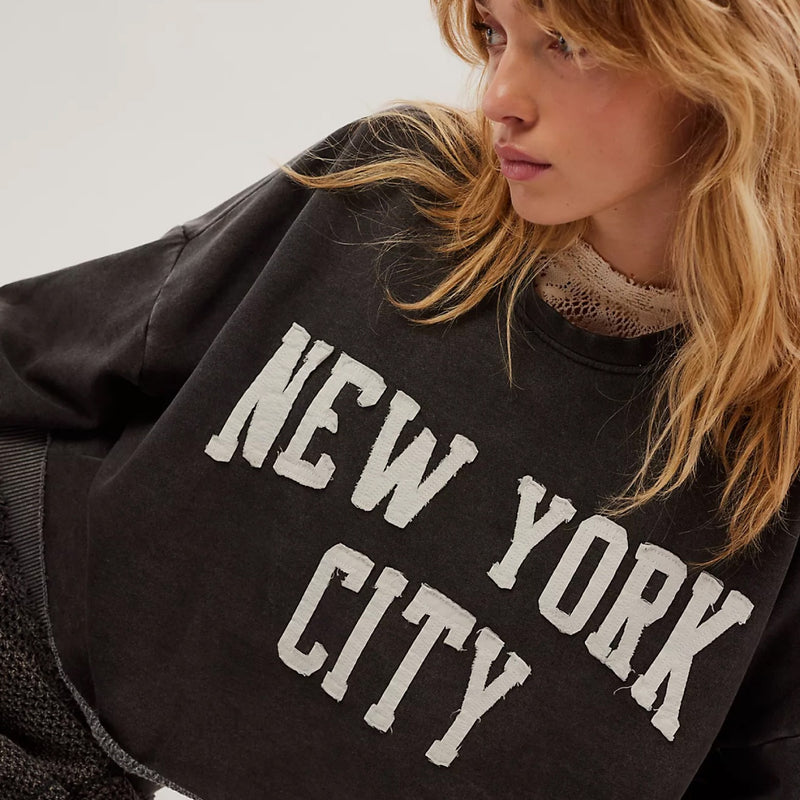 New York City Patchwork - Crop Jumper - Black Snow - The Laundry Room
