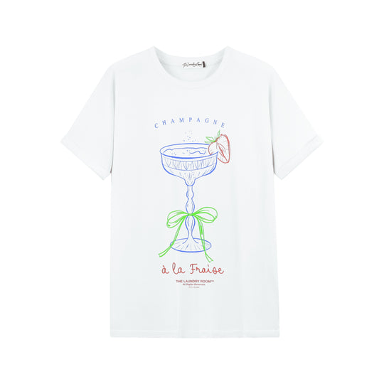 Strawberry Champagne - Oversized Tee - White - The Laundry Room