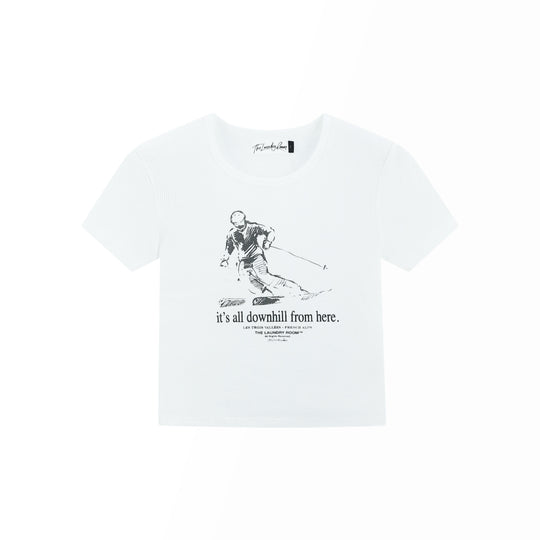 It's All Downhill From Here - Baby Tee - White - The Laundry Room