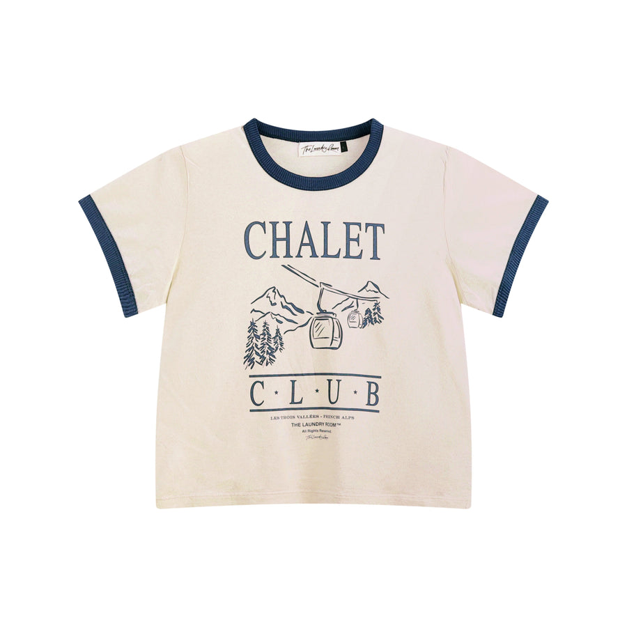 Chalet Club Gondola - Perfect Ringer Tee - Bone & Navy Snow - The Laundry Room