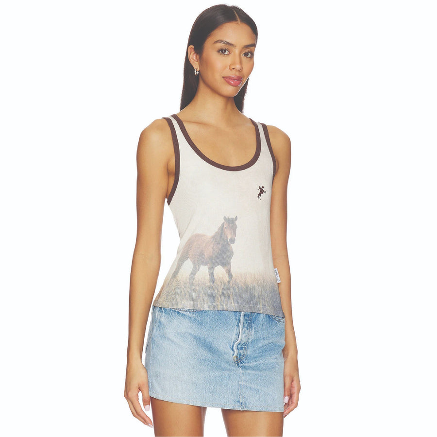 Ranch Life - Rib Tank - White & Brown - The Laundry Room