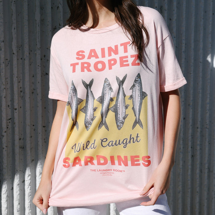 Saint Tropez Sardines - Oversized Tee - Blush Pink - The Laundry Room