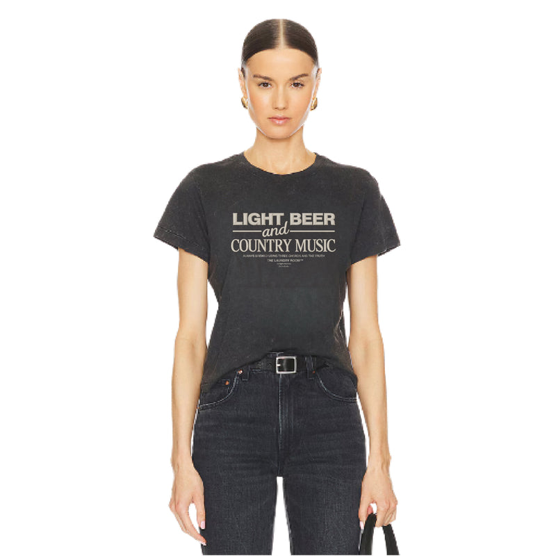 Light Beer And Country Music Vintage - Perfect Tee - Black Snow - The Laundry Room