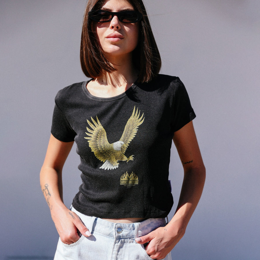 Hardly Dangerous Eagle - Baby Tee - Black Snow - The Laundry Room